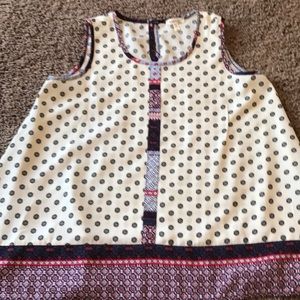 Monteau Off White, Blue, & Red Sleeveless Shirt